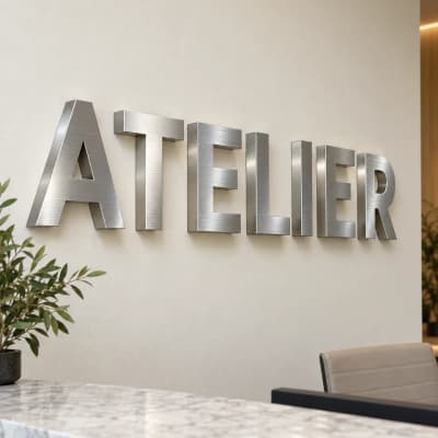 Brushed Silver Stainless Steel Box Letters