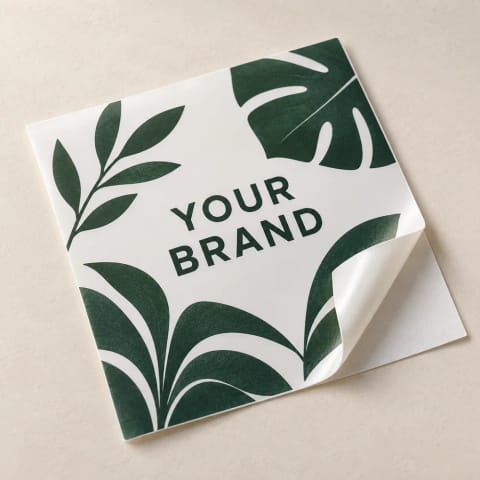 White Sticker — Bold printed labels on a white base