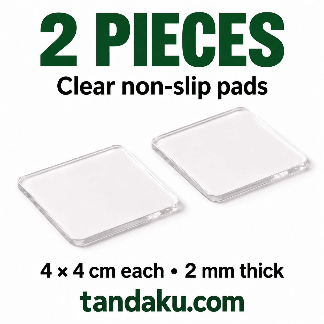 Tandaku.com Clear Furniture Foot Pads 4x4cm 2mm PVC | Non-Adhesive Floor Protector 2 or 4 Pieces — 2 pcs Non Slip Mats variation