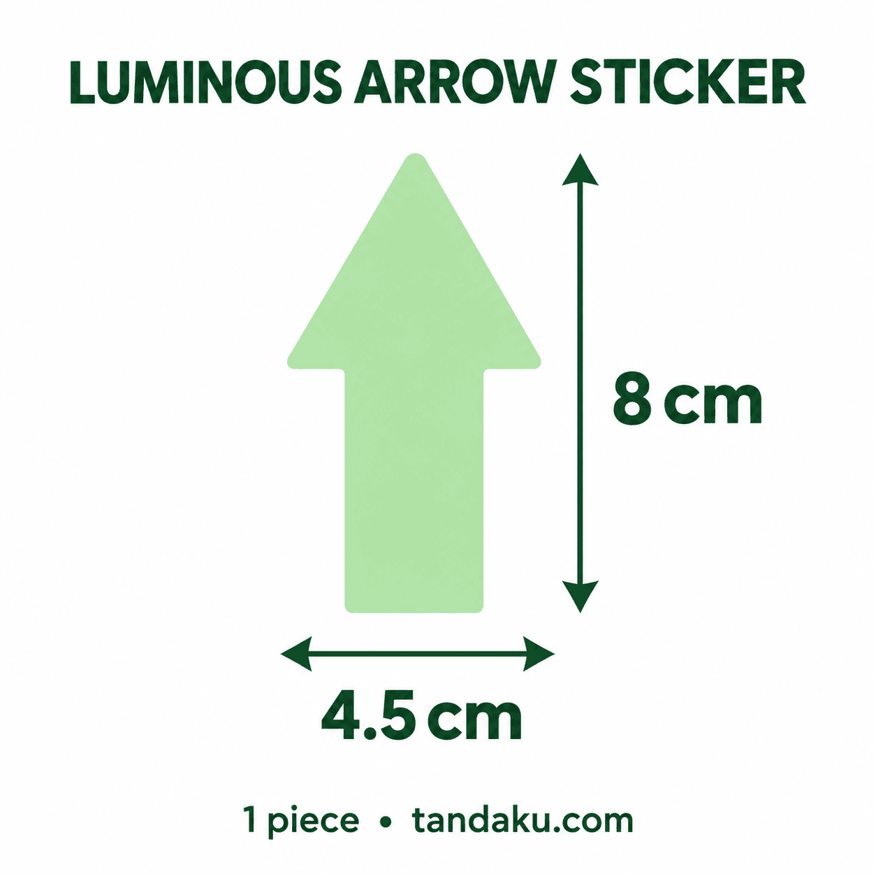 Tandaku.com Glow in the Dark Arrow Sticker 8x4.5cm | Luminous Direction Marker for Walls & Pathways — Design 1 8 x 4.5cm variation