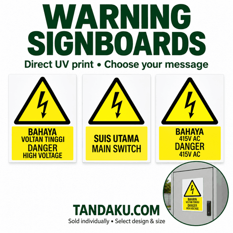 Tandaku.com Electrical Hazard Warning Signboard | High Voltage 240V 415V Main Switch Safety Sign