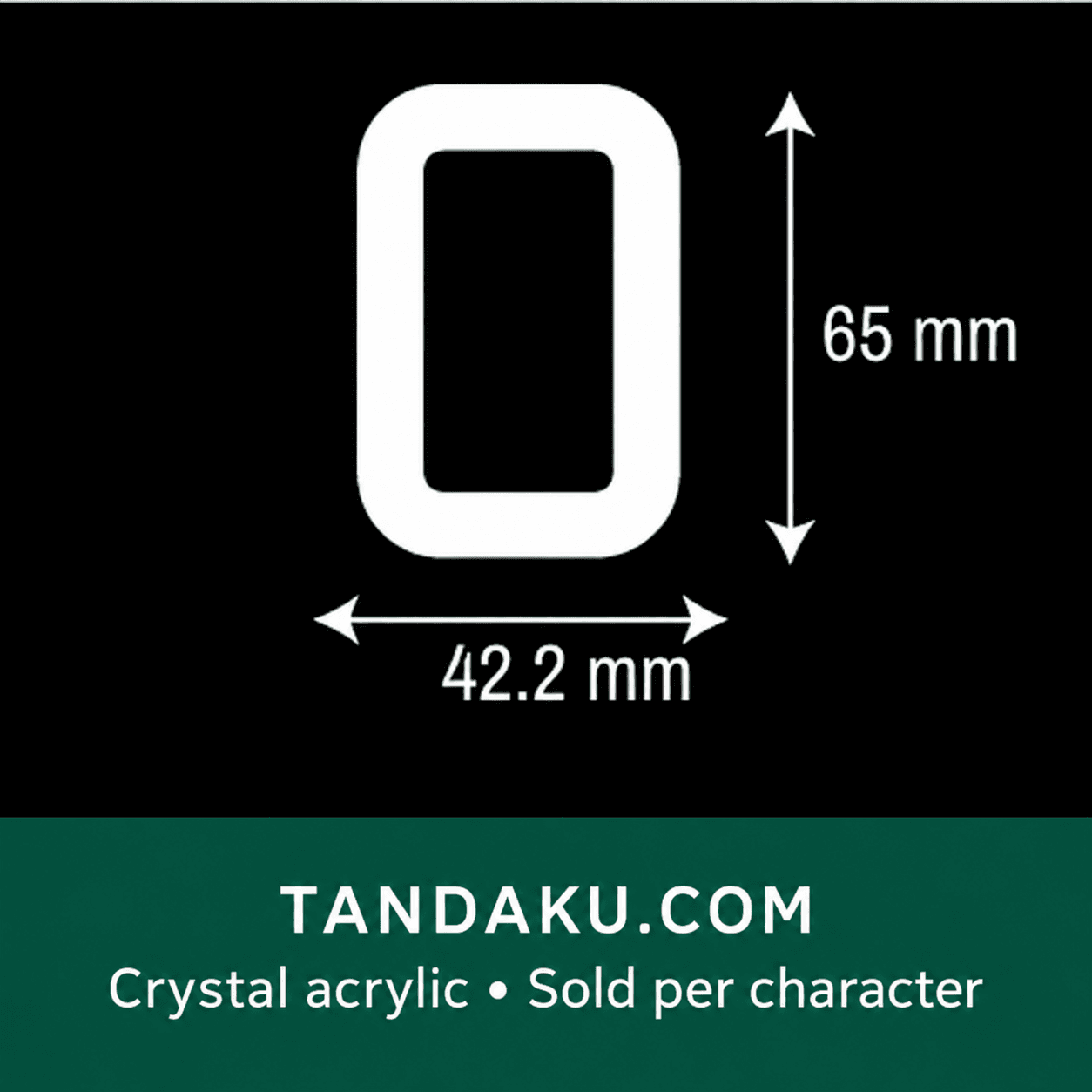 Tandaku.com 3D Crystal Acrylic Car Plate Letters A-Z 0-9 | 6mm Thick 65mm Height | Per Character — 0 variation