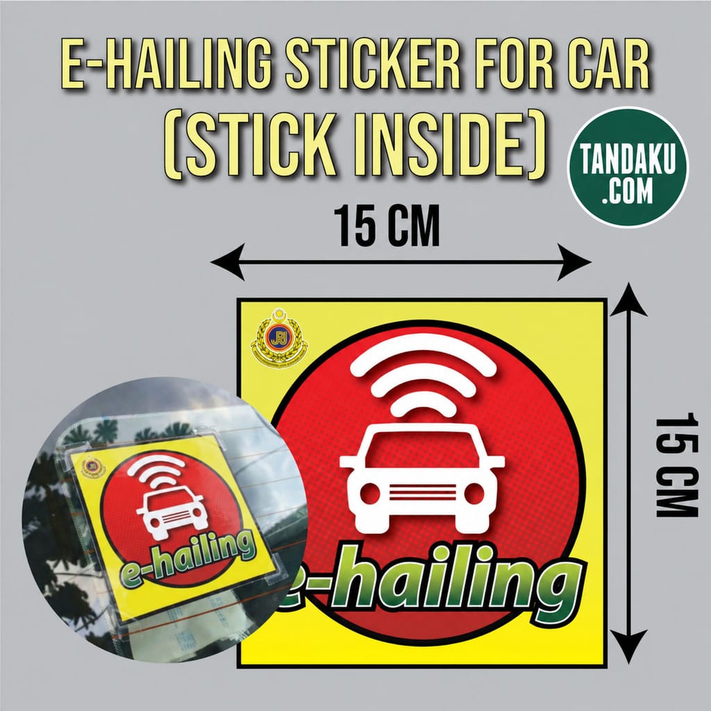 Tandaku.com E-Hailing Windscreen Sticker 15x15cm | No Smoking Car Window Sticker Options — Ehailing Sticker variation
