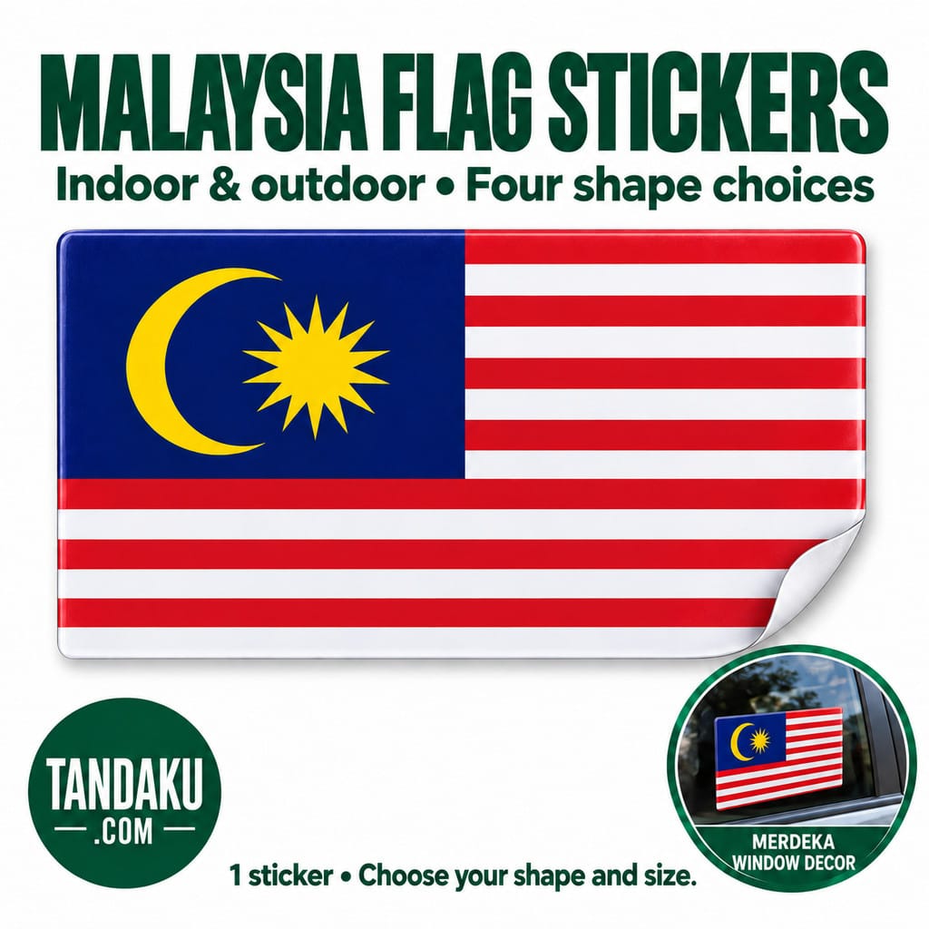 Tandaku.com Malaysia Flag Car Stickers | Merdeka Jalur Gemilang Window Decal Indoor Outdoor 4 Shapes