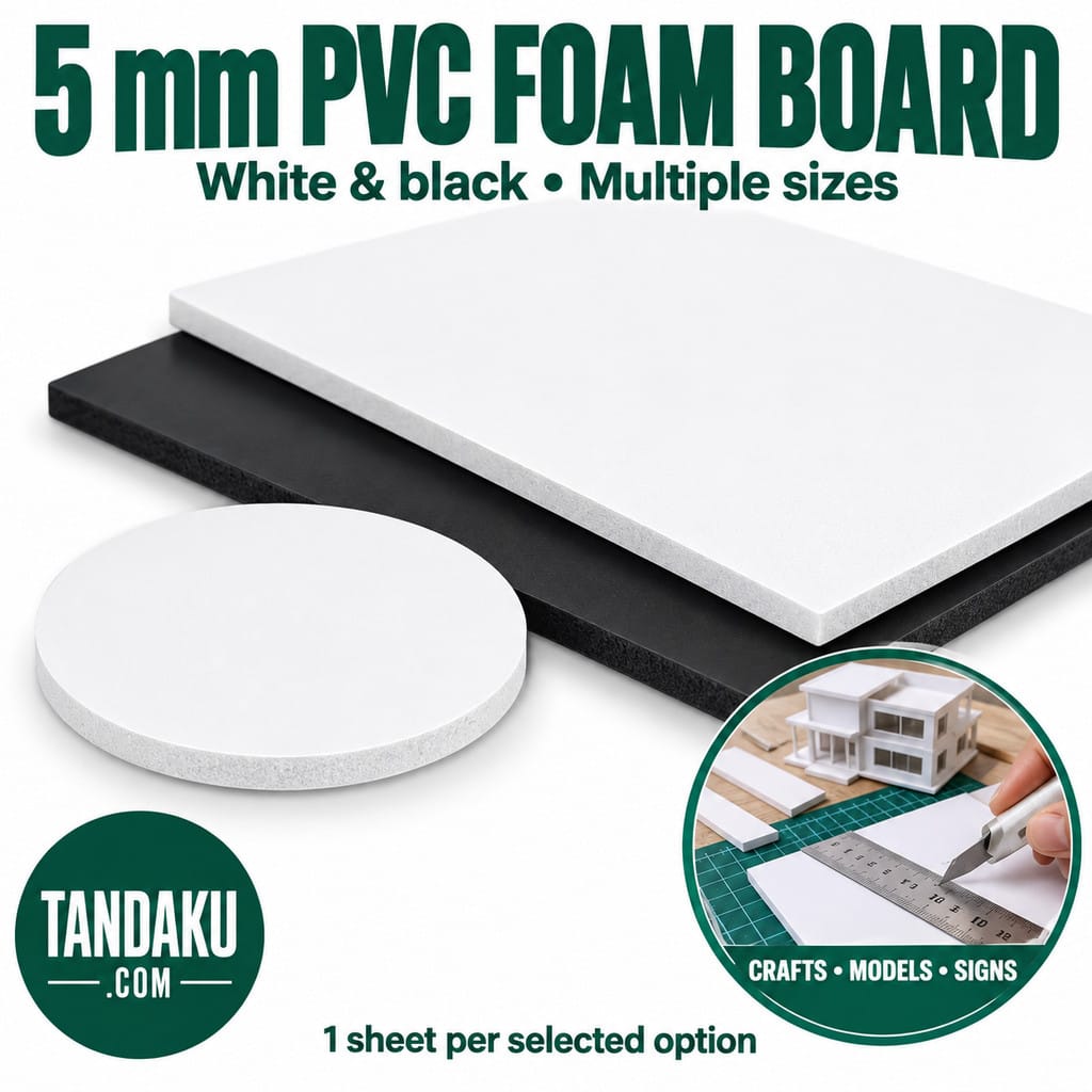 Tandaku.com 5mm PVC Foam Board White Black | A3 A4 A5 A6 Sheet & Circle for Crafts Models Signage