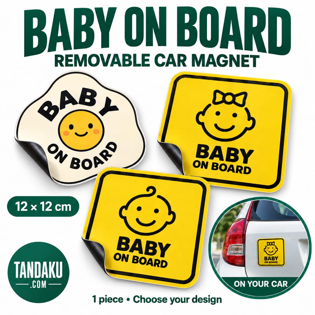 Tandaku.com Baby On Board Car Magnet 12cm | Removable Baby Girl Boy & Egg Design Sign