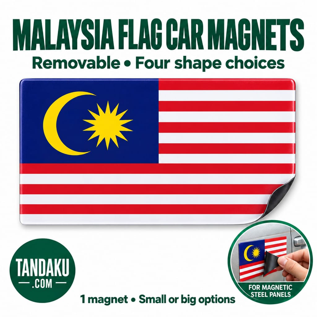 Tandaku.com Malaysia Flag Car Magnet | Removable Merdeka Jalur Gemilang 4 Shapes Small Big