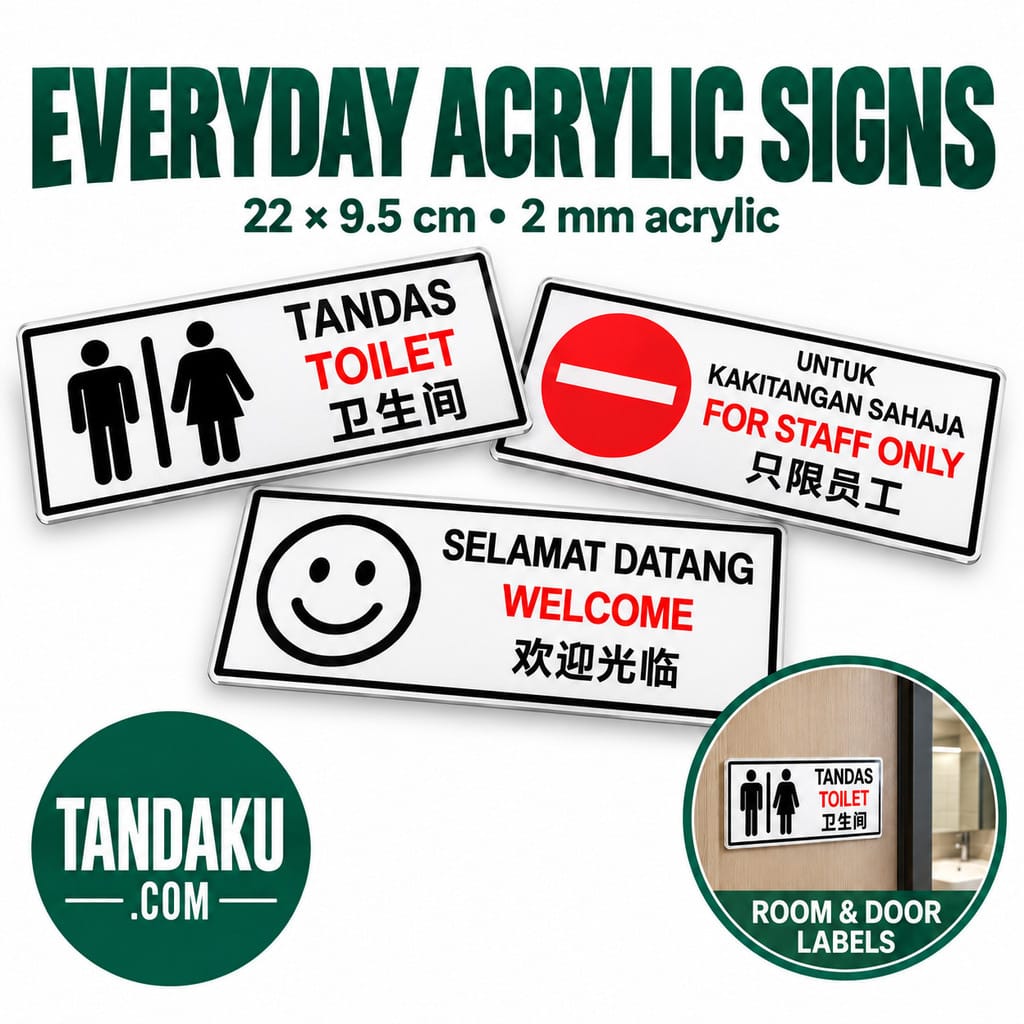 Tandaku.com Acrylic Door Wall Signs 22x9.5cm | Multilingual Shop Office Toilet Warning Signage