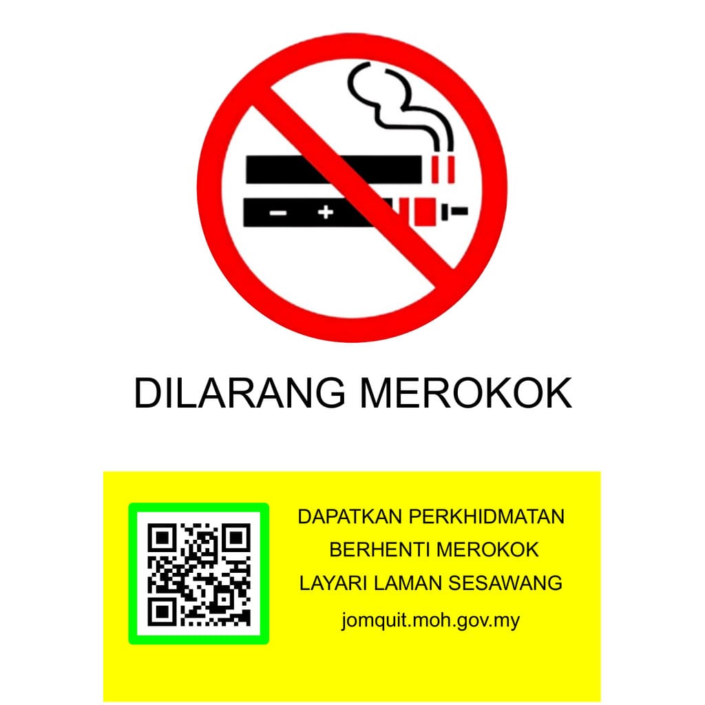 Tandaku.com No Smoking No Vaping Signboard | Dilarang Merokok | UV Print 1.5mm Board