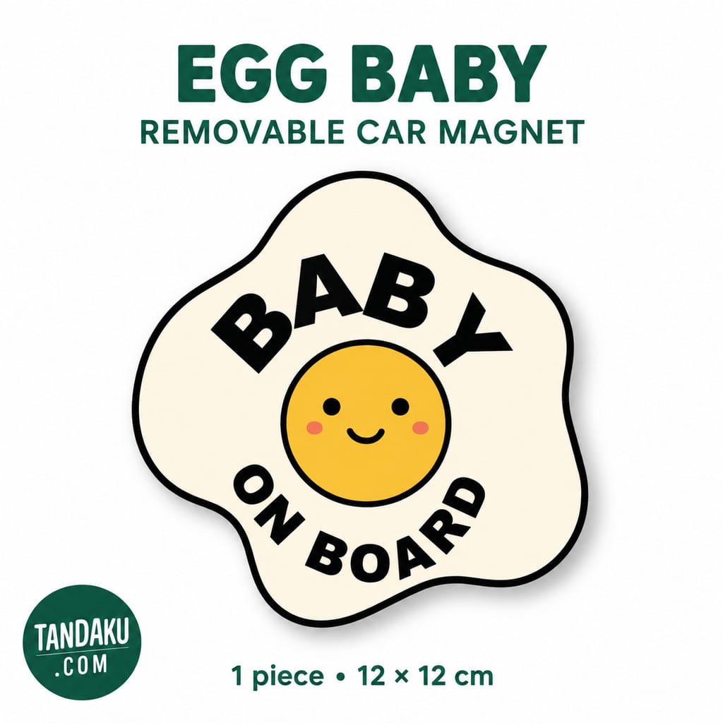 Tandaku.com Baby On Board Car Magnet 12cm | Removable Baby Girl Boy & Egg Design Sign — Egg Baby variation