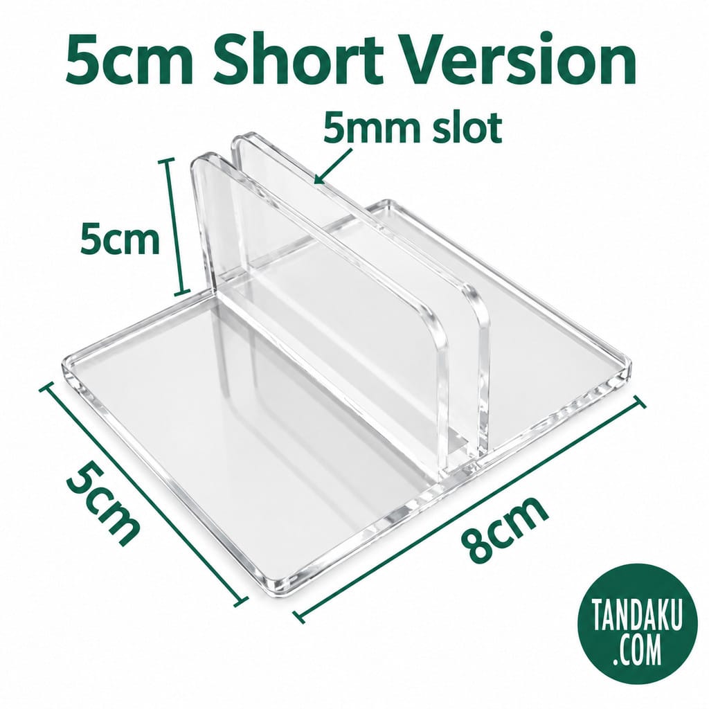 Tandaku.com Acrylic Sign Holder Base 5mm Slot | 5cm 10cm 30cm | KT Board & Menu Display Stand — 5cm Wide variation
