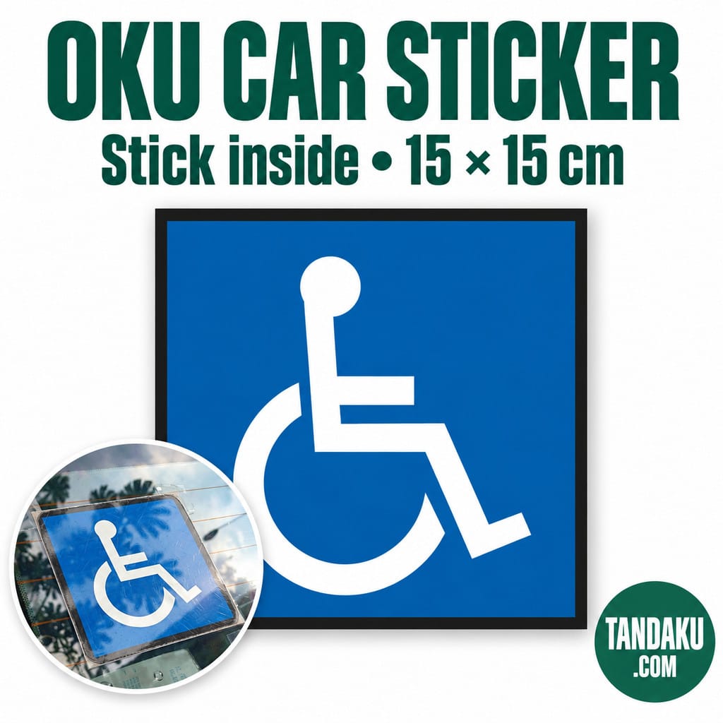 Tandaku.com OKU Car & Motorcycle Sticker | 15cm Stick Inside / 9.5cm Stick Outside