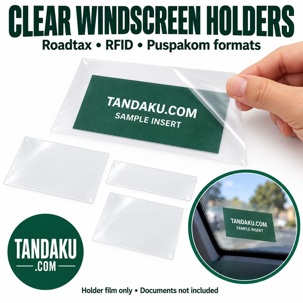 Tandaku.com Clear Windscreen Holder Film | Roadtax RFID Puspakom | Transparent Static Cling