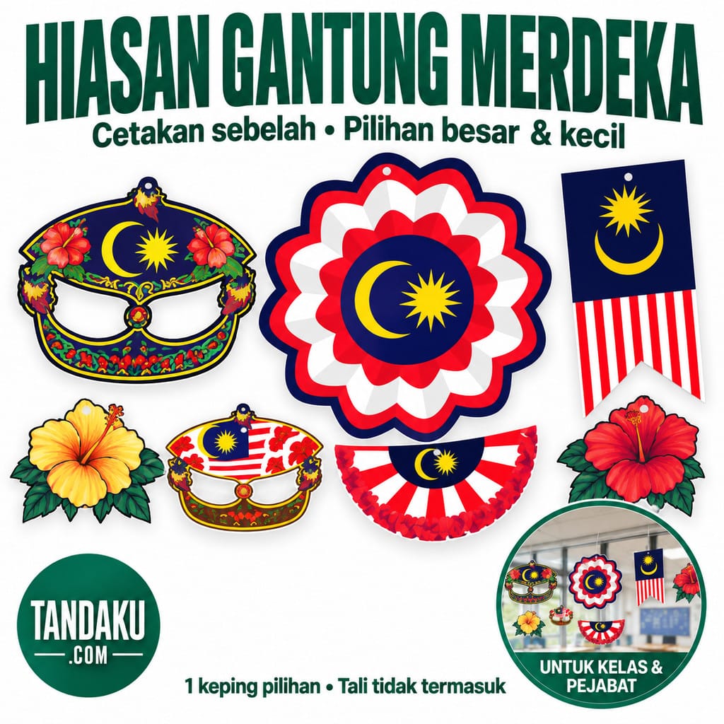 Tandaku.com Hiasan Gantung Merdeka Hari Malaysia | Bendera Wau Bunga Raya Decor Besar Kecil