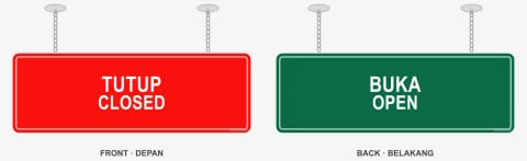 TUTUP / BUKA Hanging Flip Sign (Closed / Open)