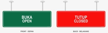 BUKA / TUTUP Hanging Flip Sign (Open / Closed)