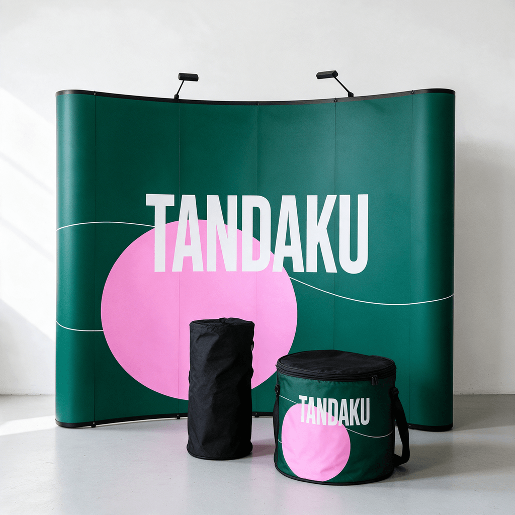 Pop-Up Backdrop 3×3, Soft Case, with Print material example