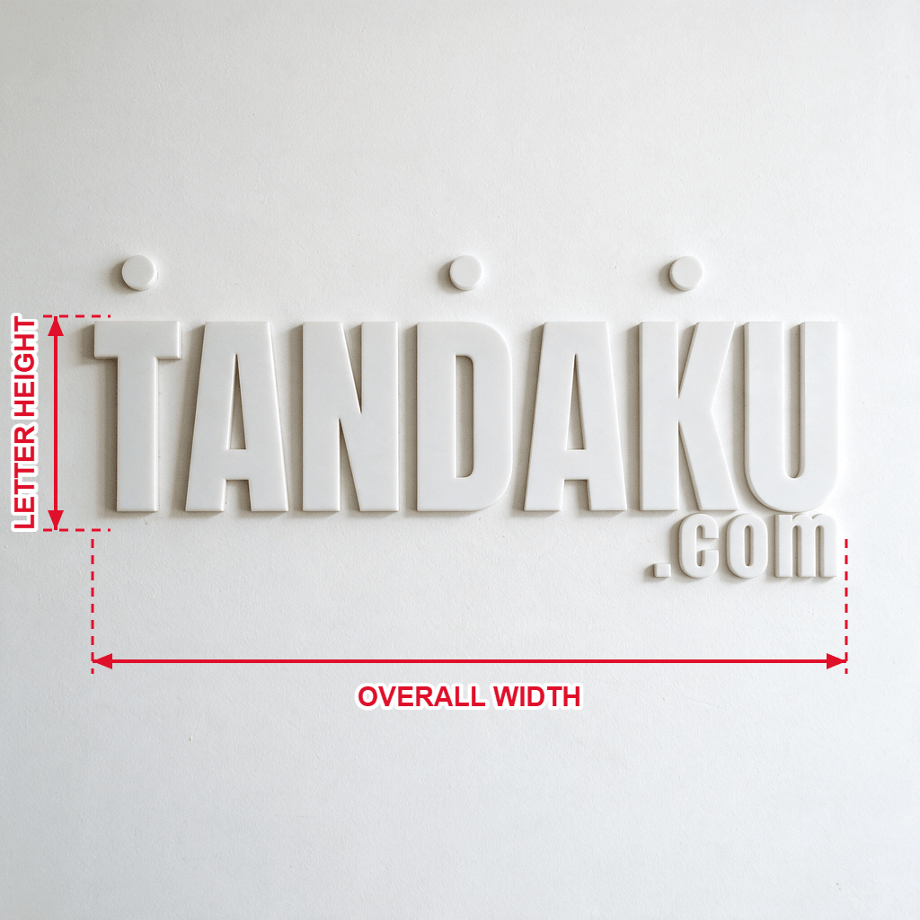 How to measure: letter height is the cap height of one letter, overall width is the whole run of text