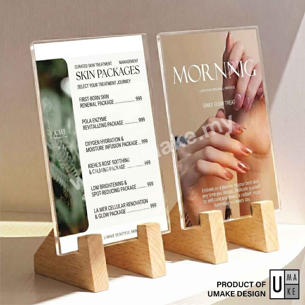 Rubberwood-Base Acrylic Menu Standee