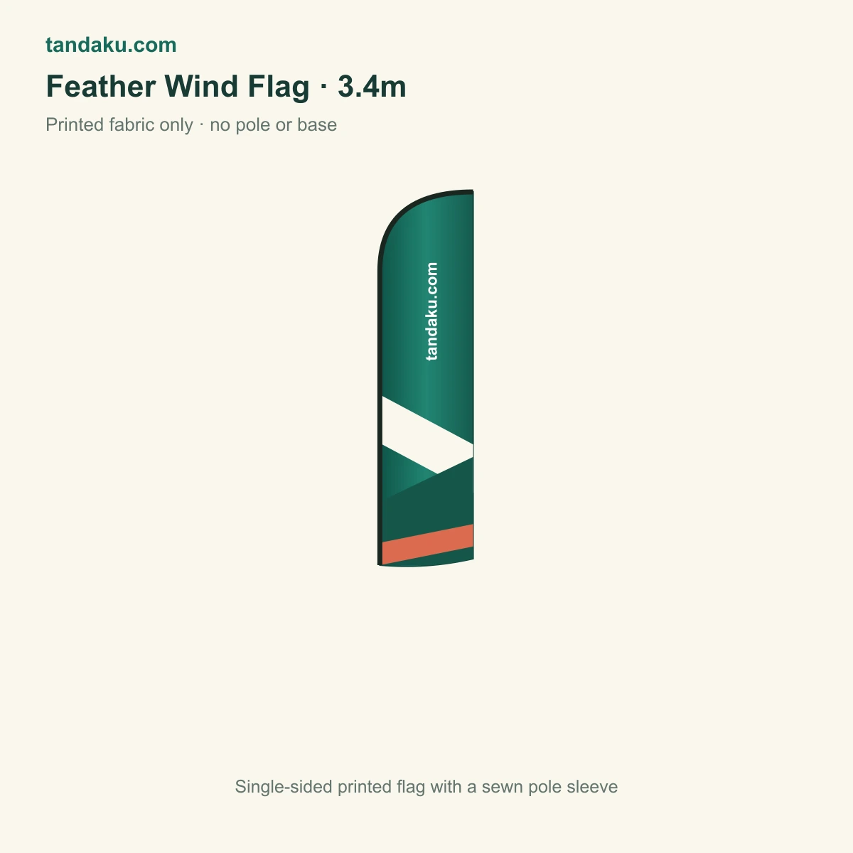 Feather Wind Flag 3.4m · Printing Only (No Stand) · Mesh Fabric 110gsm material example
