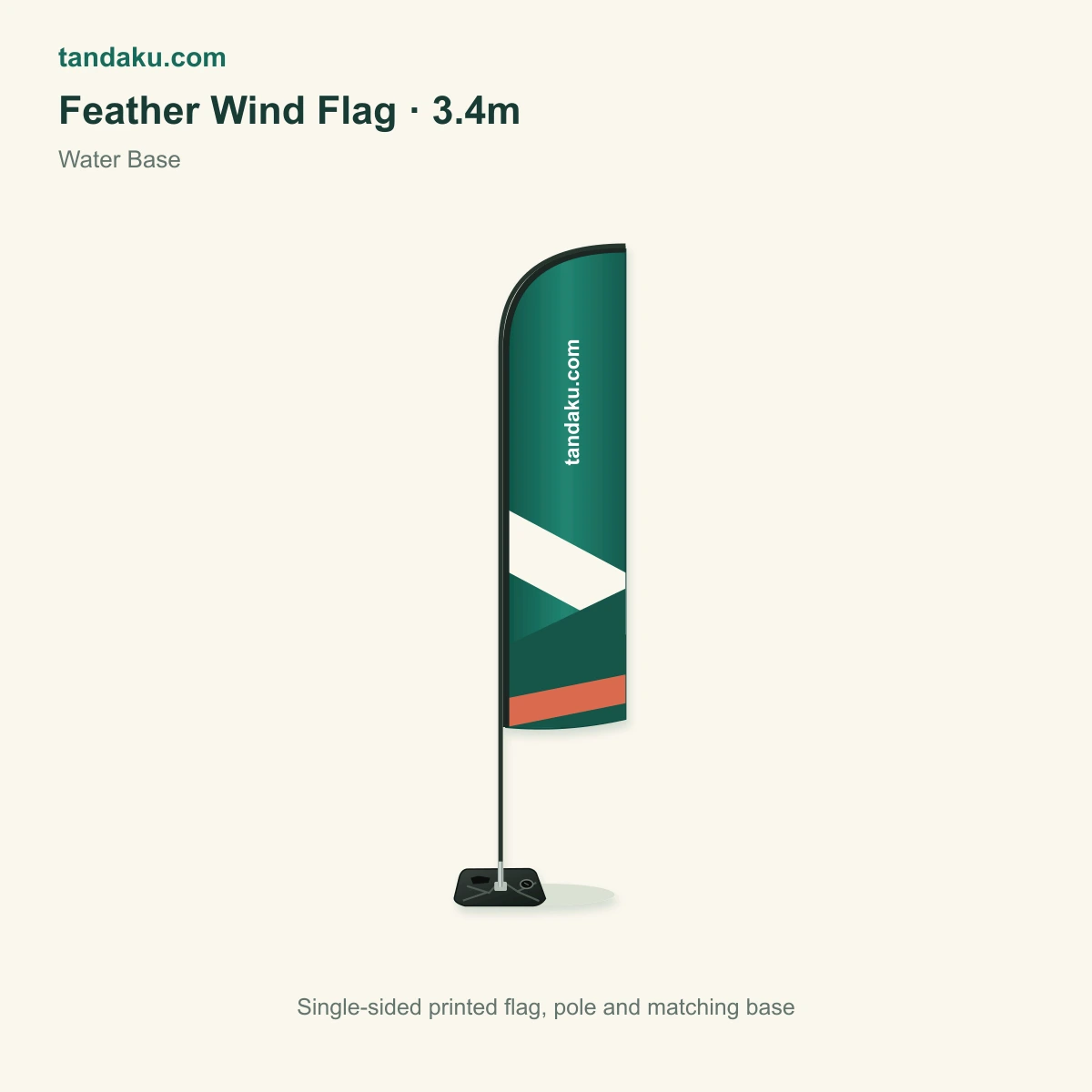 Feather Wind Flag 3.4m · Water Base · Printing with Stand · Mesh Fabric 110gsm material example