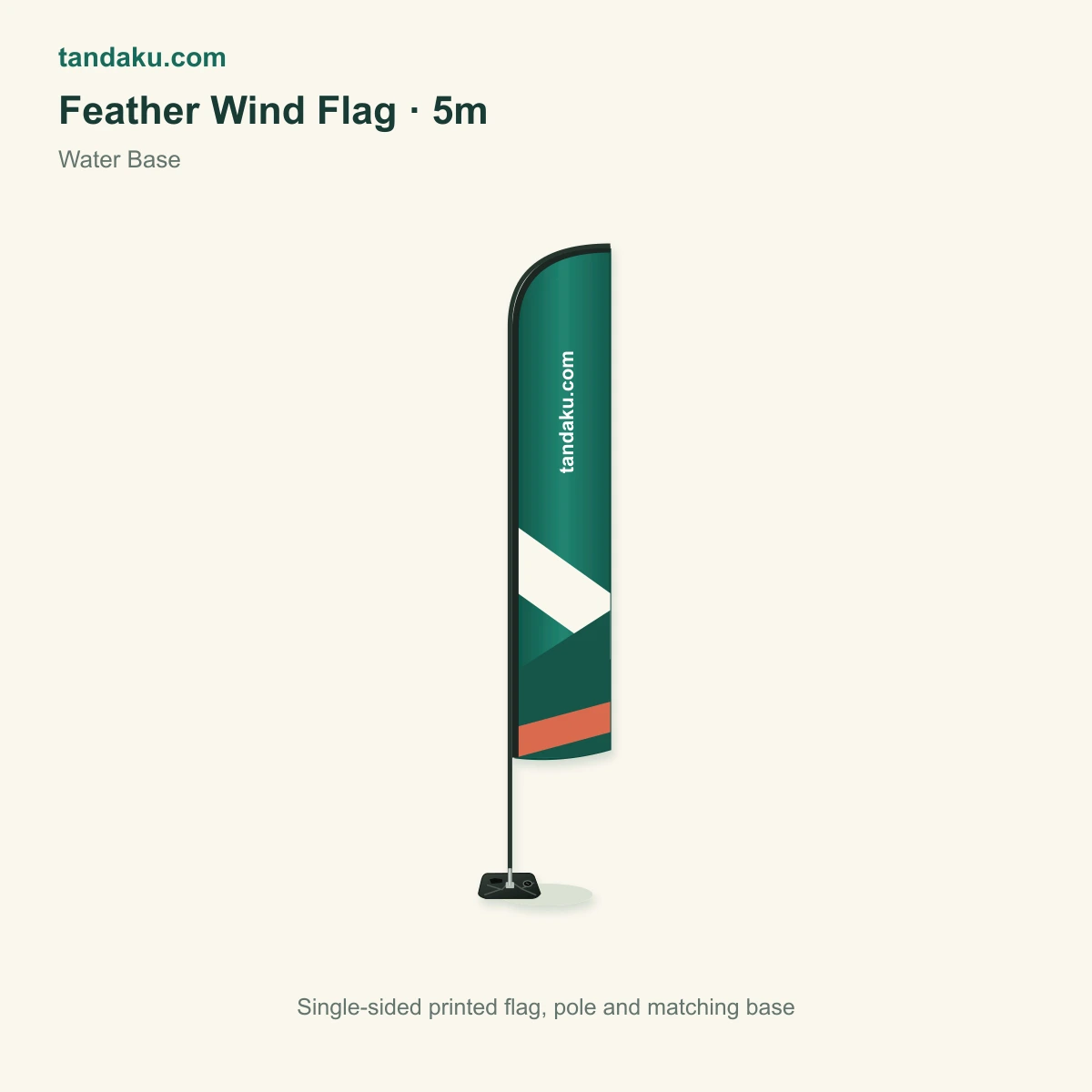 Feather Wind Flag 5m · Water Base · Printing with Stand · Mesh Fabric 110gsm material example