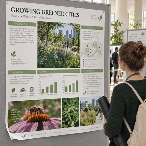 Illustrative use: a synthetic paper poster at a research presentation. Display panel not included.