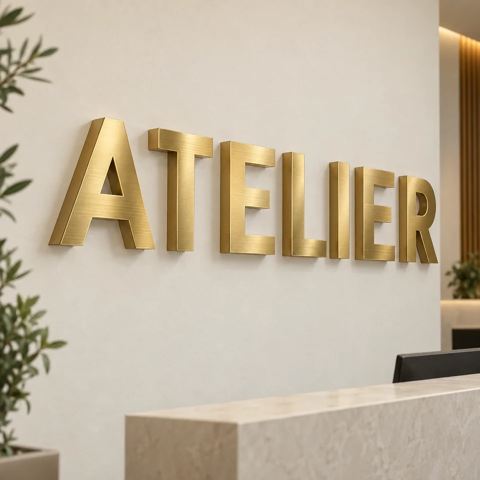 Gold Stainless Steel Box Letters material example