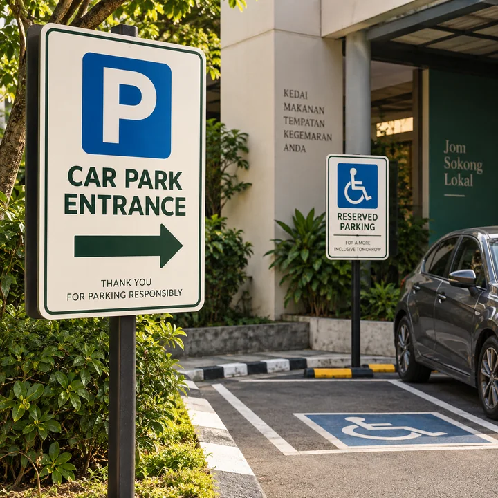 Parking, Vehicles & Property: illustrative example of signs in use
