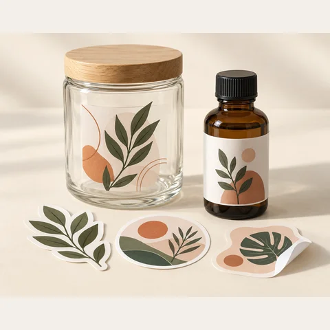 Printed labels on jars and product packaging