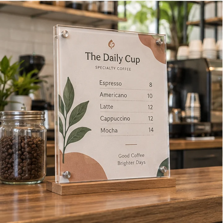 Acrylic: display a premium menu - Retail counter