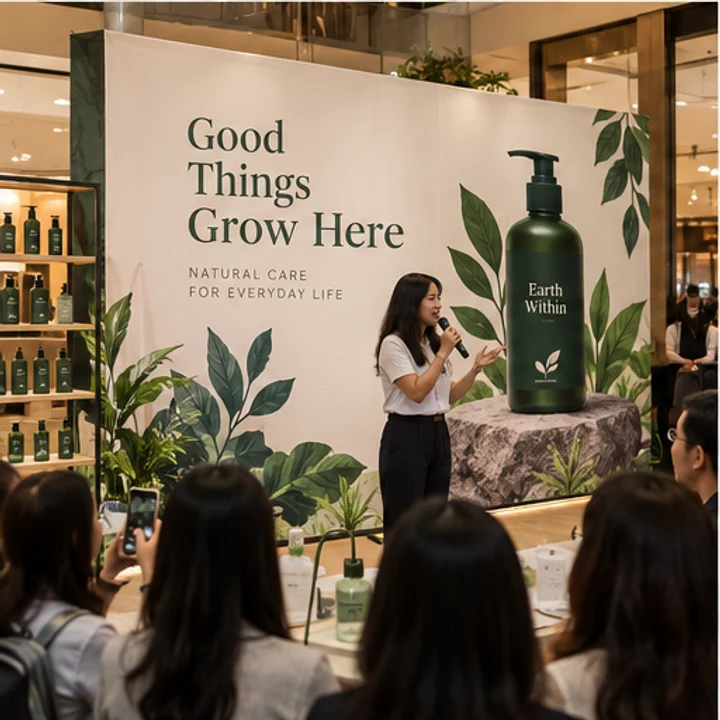 Large-format Backdrop: launch a product - Supported retail launch wall