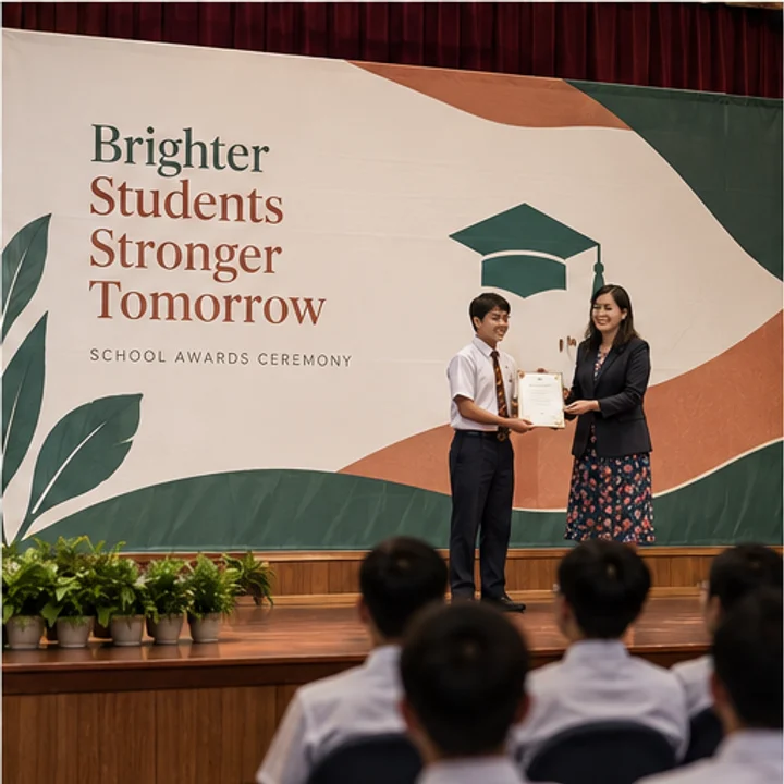 Large-format Backdrop: celebrate achievements - School ceremony stage