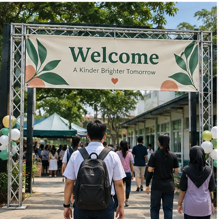 Banner: welcome attendees - Event entrance