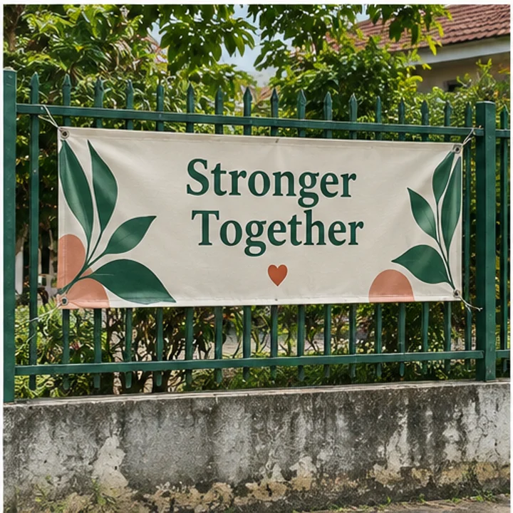 Banner: share a community notice - Suitable fence or railing