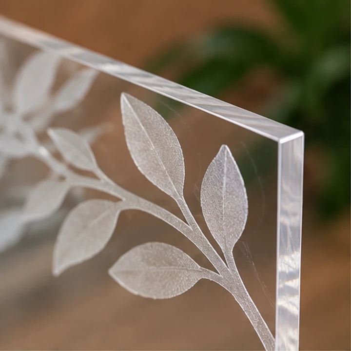 Laser Engraved Acrylic material and construction illustration