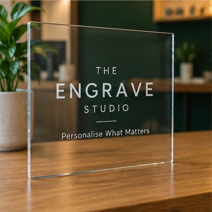 Laser Engraved Acrylic: display your logo - Retail counter