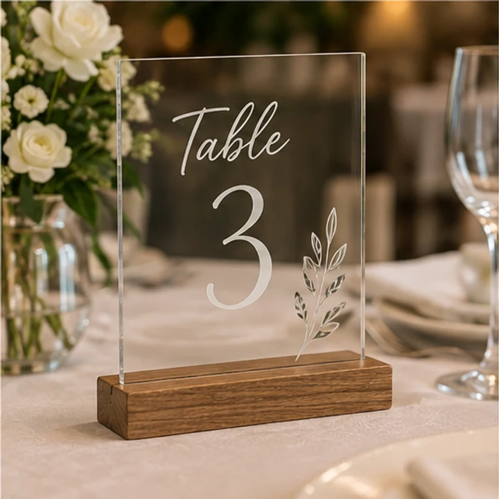 Laser Engraved Acrylic: create table signs - Wedding table display