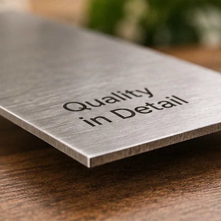 Engraved Stainless Steel Board material and construction illustration