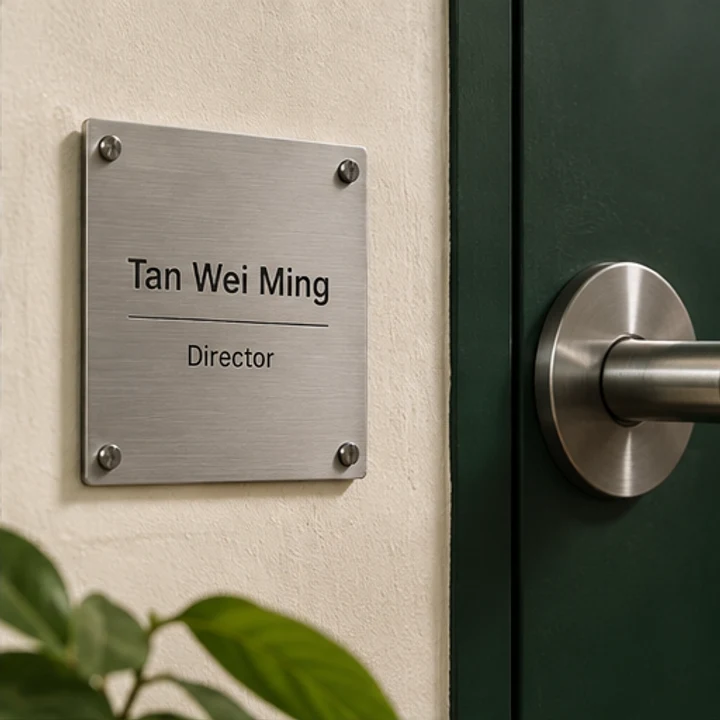 Engraved Stainless Steel Board: name a room - Small door plaque