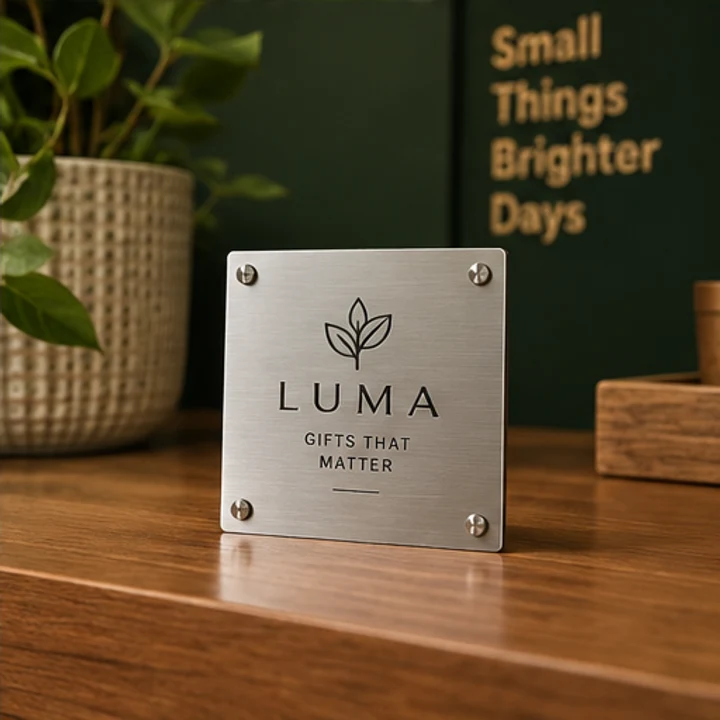 Engraved Stainless Steel Board: mark your brand - Small counter plaque