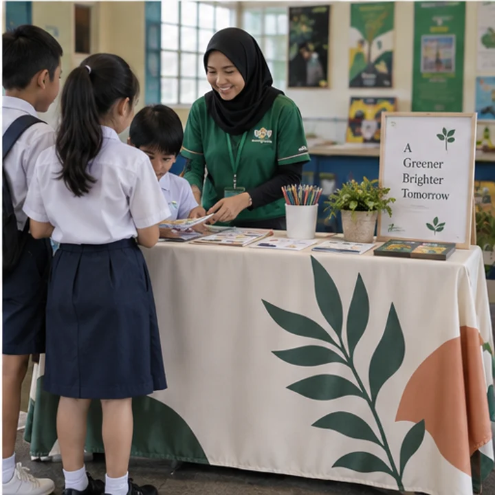 Fabric Sign: brand an activity table - School event booth