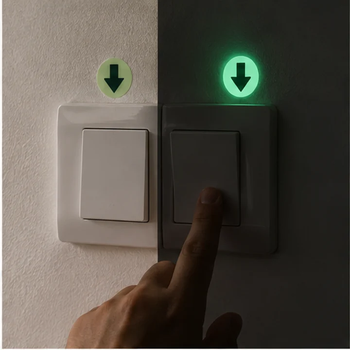 Glow-in-the-dark Sticker: find a switch - Beside a room light switch