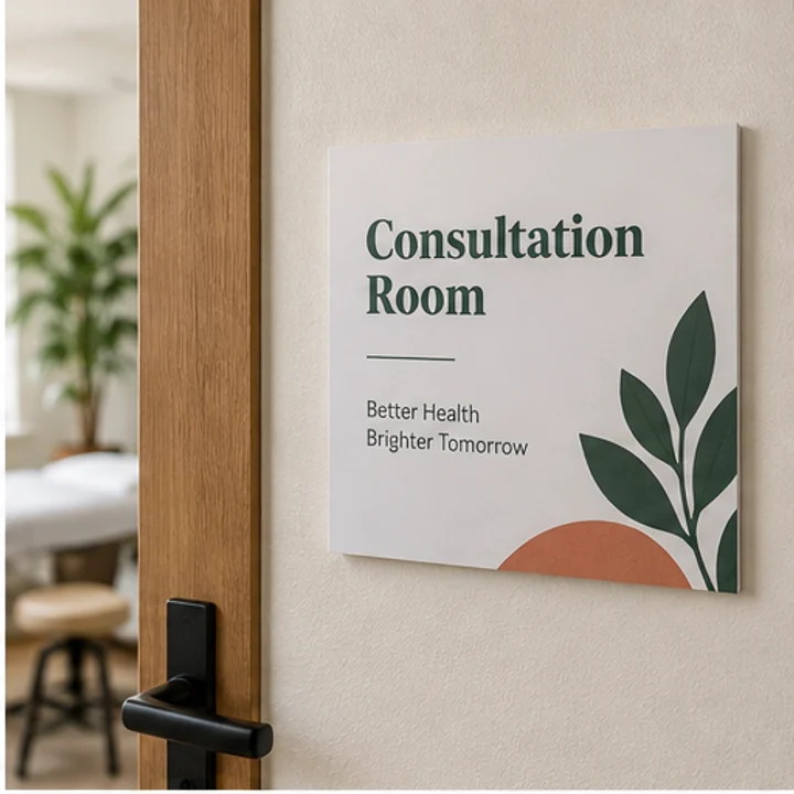 PVC Foamboard: label rooms - Clinic door or reception wall