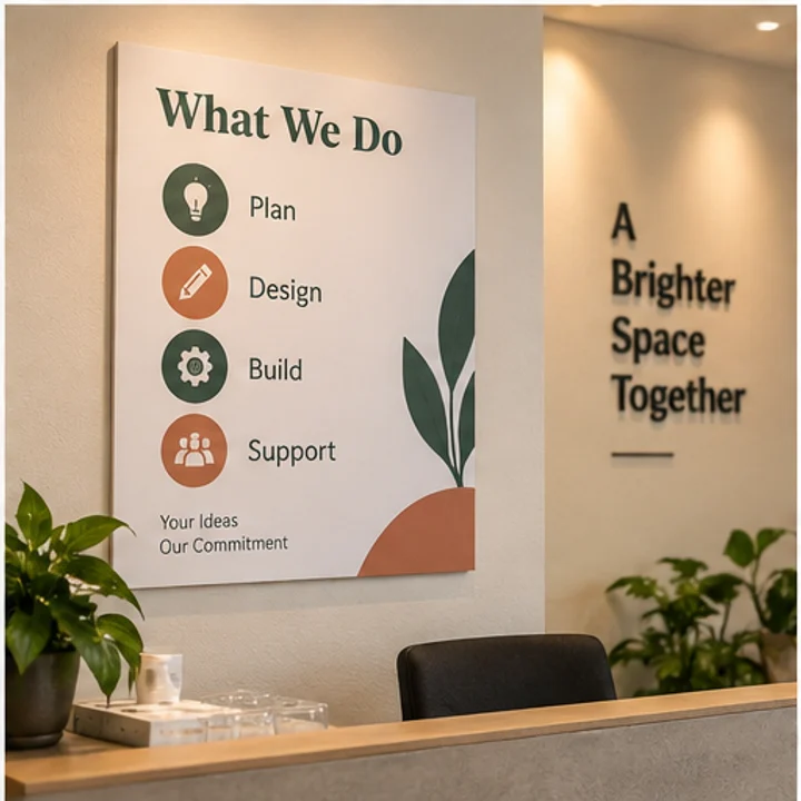 PVC Foamboard: explain your services - Office reception display