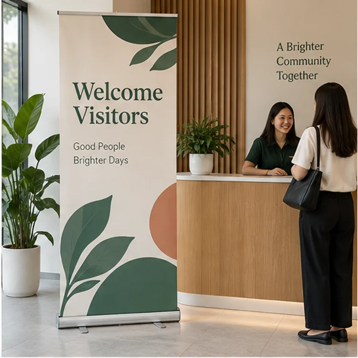 Roll-up Banner: welcome visitors - Reception floor