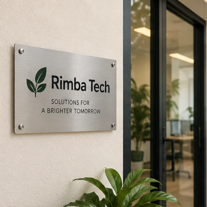 1mm Stainless Steel: add a company plaque - Office entrance