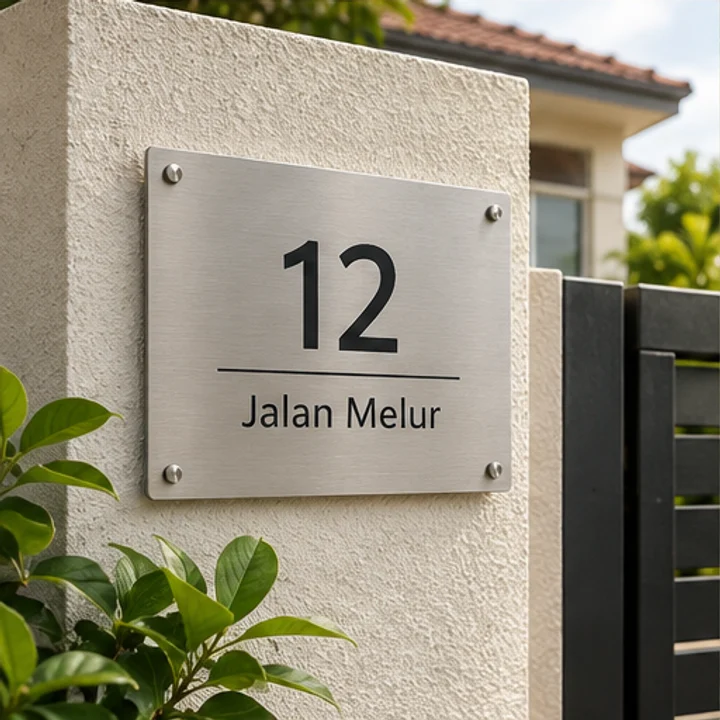1mm Stainless Steel: display a house name - Entrance plaque