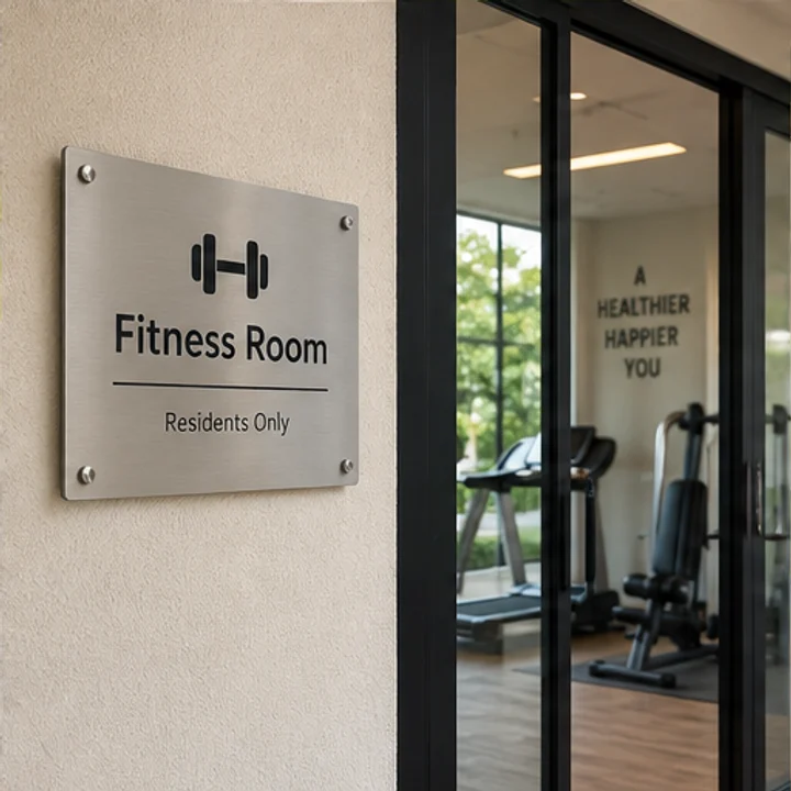1mm Stainless Steel: label facilities - Shared amenity entrance