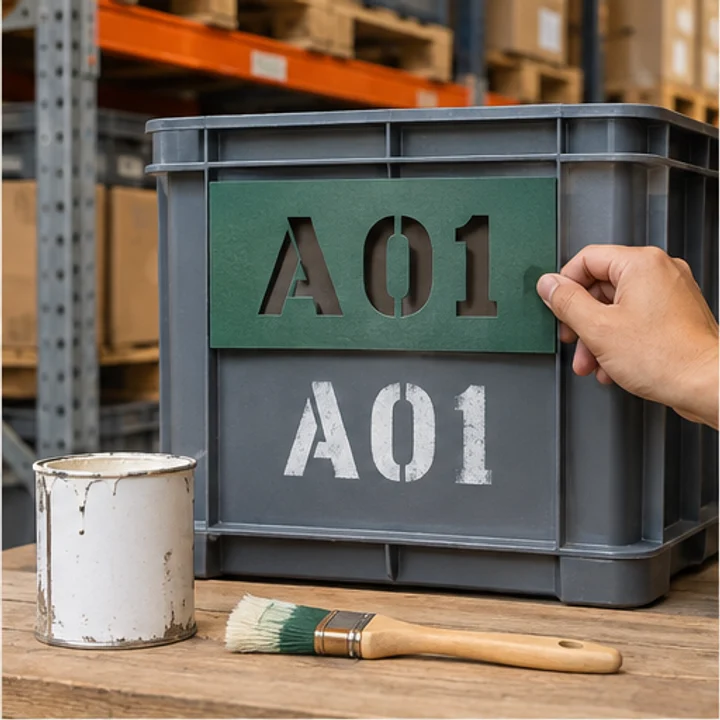 Stencil Plate: mark storage zones - Warehouse bins or panels